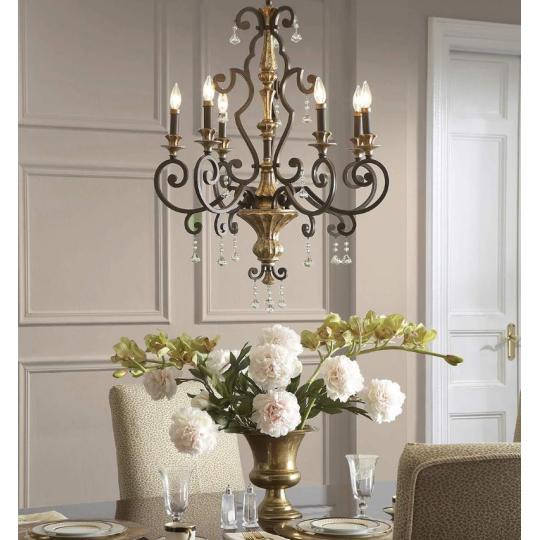 bronz arany kristaly csillar elegans klasszikus villa etkezo etterem szallon vilagitas lampa lancos fuggesztek provence.jpg